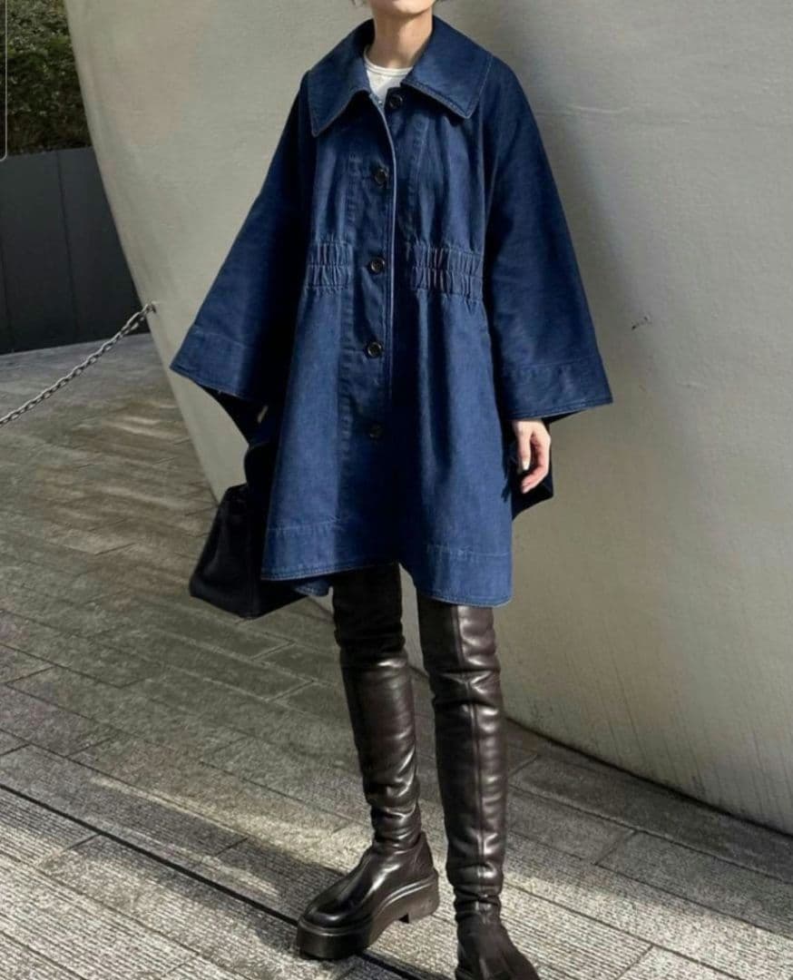 【タグ付き】未使用✨CLANE デニムケープコート　インディゴ 定価3.7万