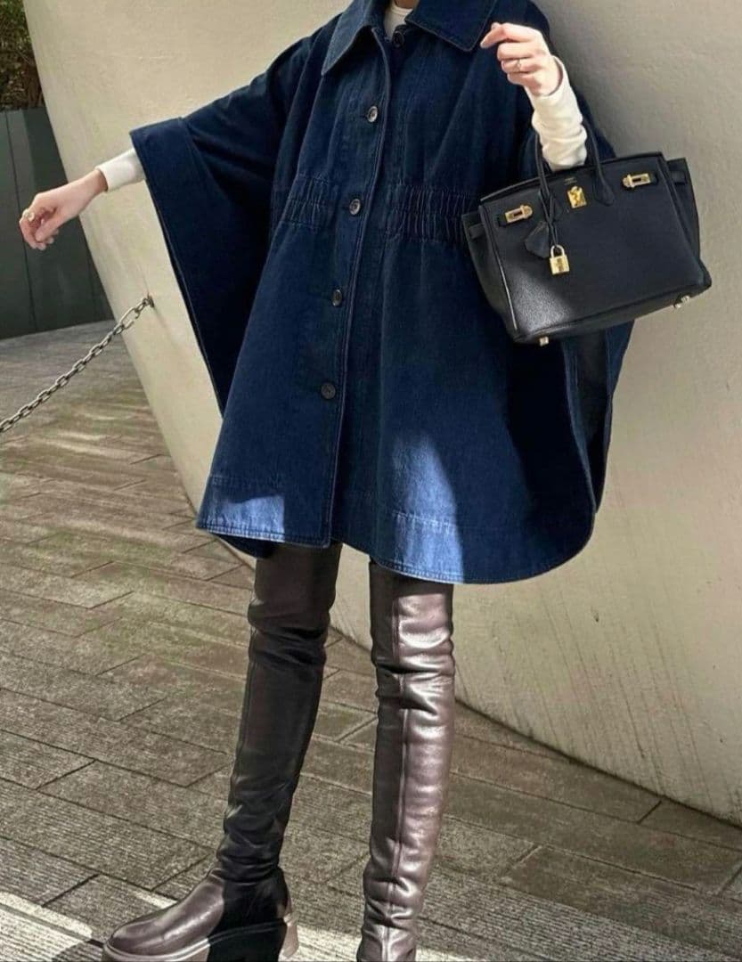 【タグ付き】未使用✨CLANE デニムケープコート　インディゴ 定価3.7万