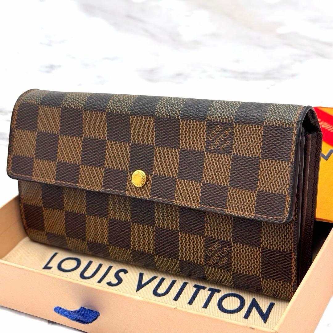 美品✨️ルイヴィトン　ダミエ・エベヌ　サラ　カード６枚　長財布　wallet