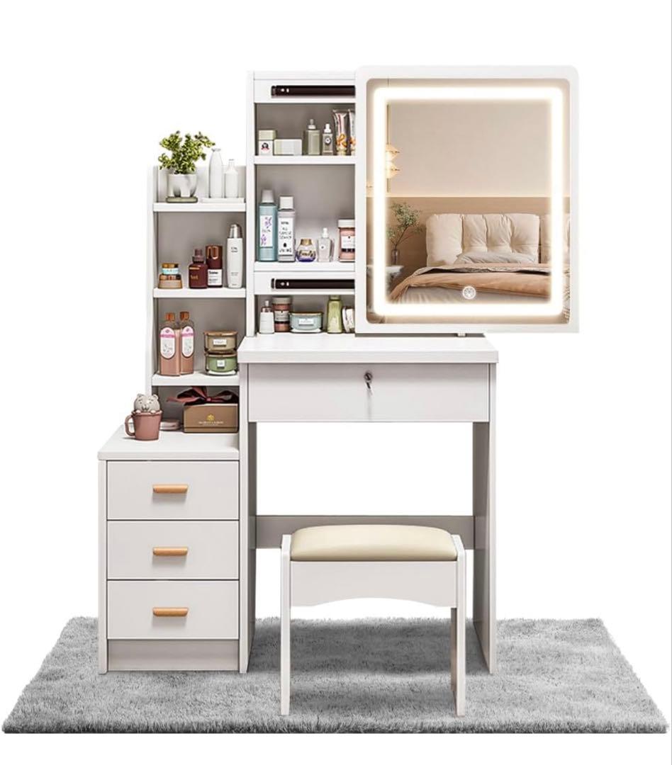 ☆限定セール☆新品ドレッサー　スツール付き　鏡台 タッチ操作　女優ミラー