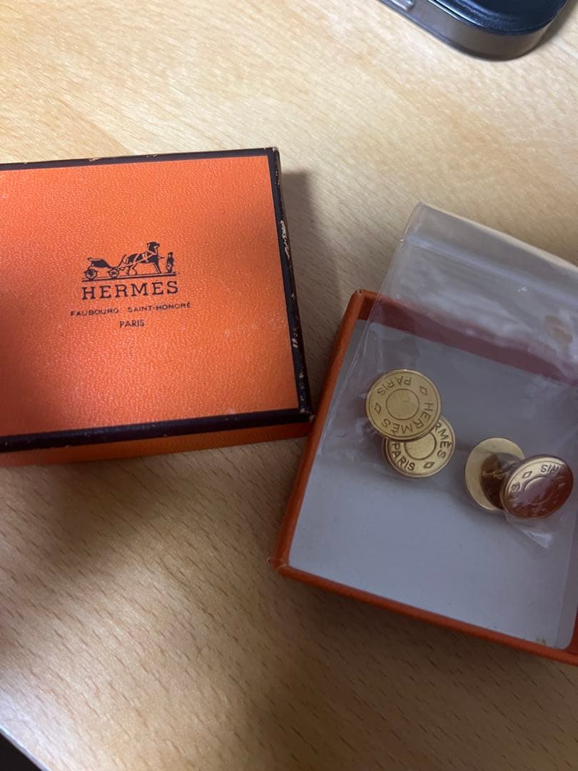 極美品　HERMES ゴールド　カフス　2個セット 箱付き　セリエ　エルメス