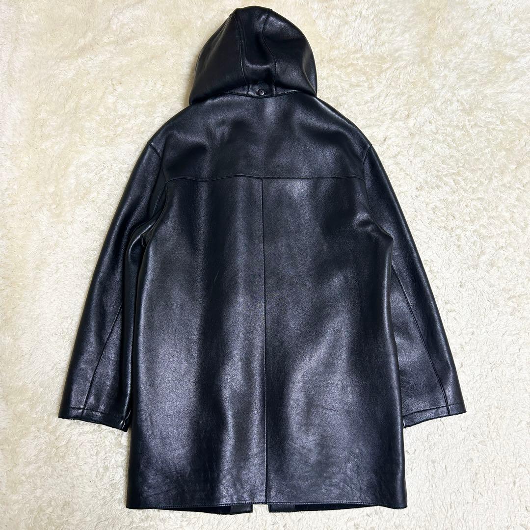 希少✨ イタリア製 レザーコート ラムスキン マイクロポーラーフリース 本革 黒