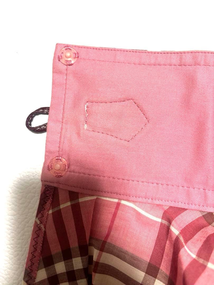 希少カラー バーバリーブルーレーベル ピンク ノバチェック 巻きスカート 38