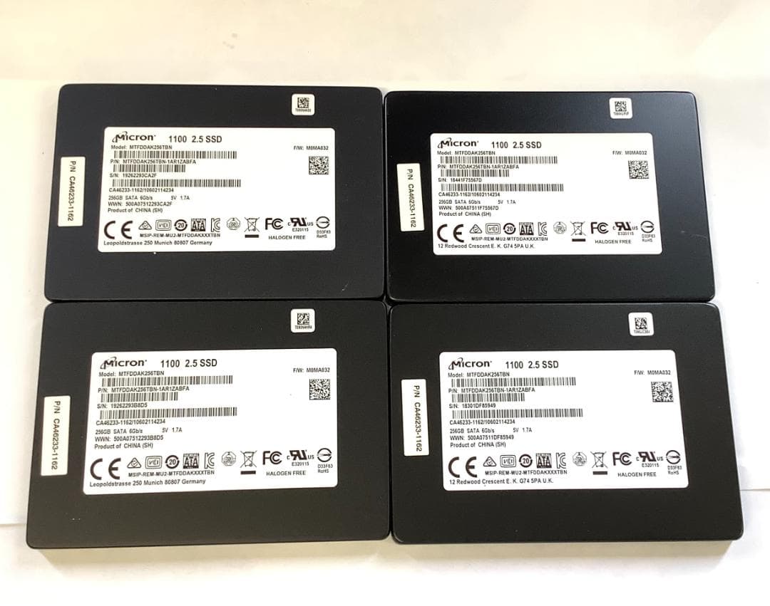 ②-WA23-Micron SATA 256GB 2.5インチ SSD 4点