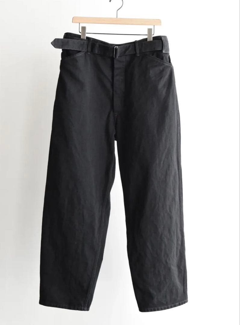 コモリ 26SS ブラックデニム ベルテッドパンツ