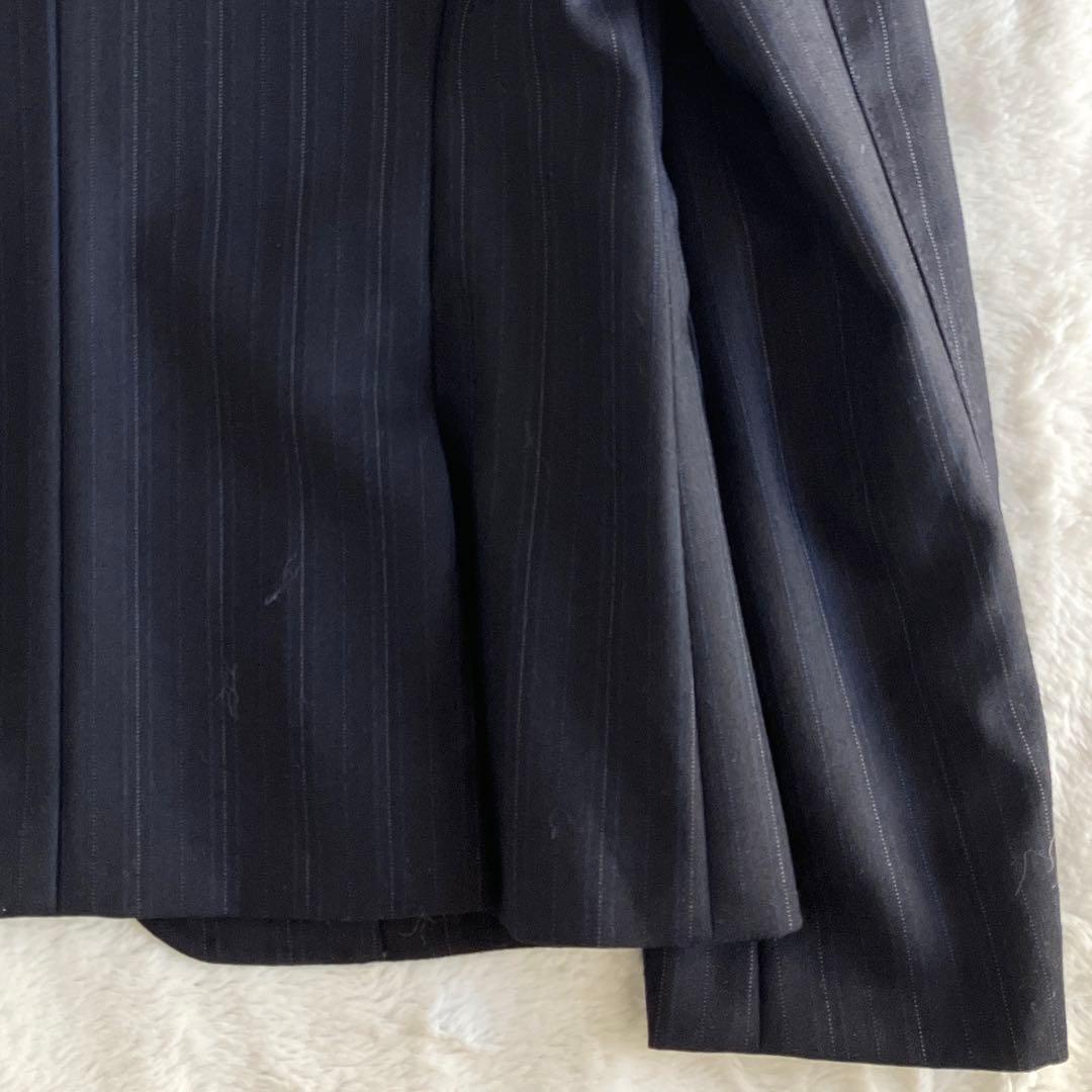 新品 ポールスチュアート ゼニア ウール ピンストライプ スカートスーツ 濃紺