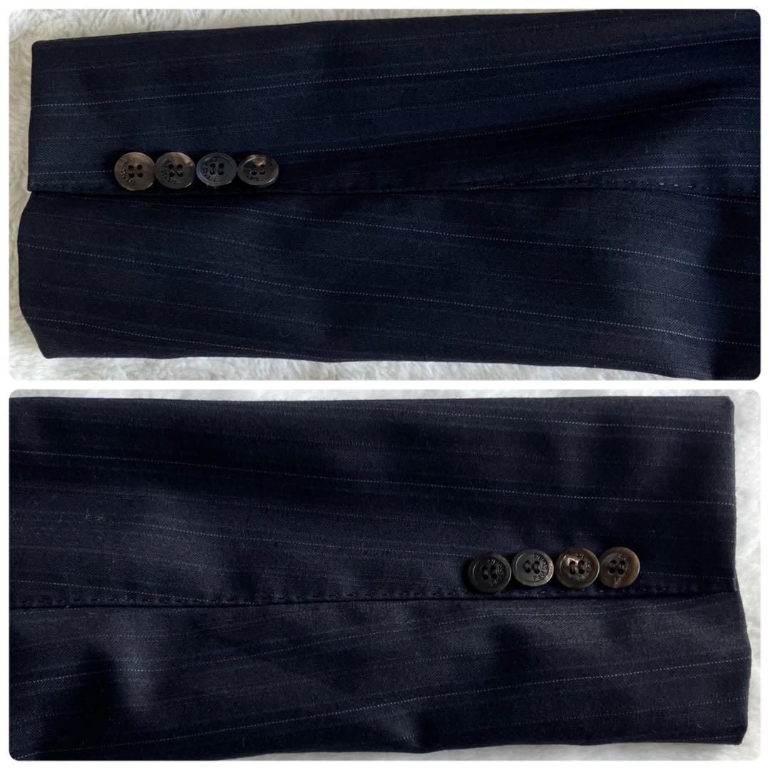 新品 ポールスチュアート ゼニア ウール ピンストライプ スカートスーツ 濃紺