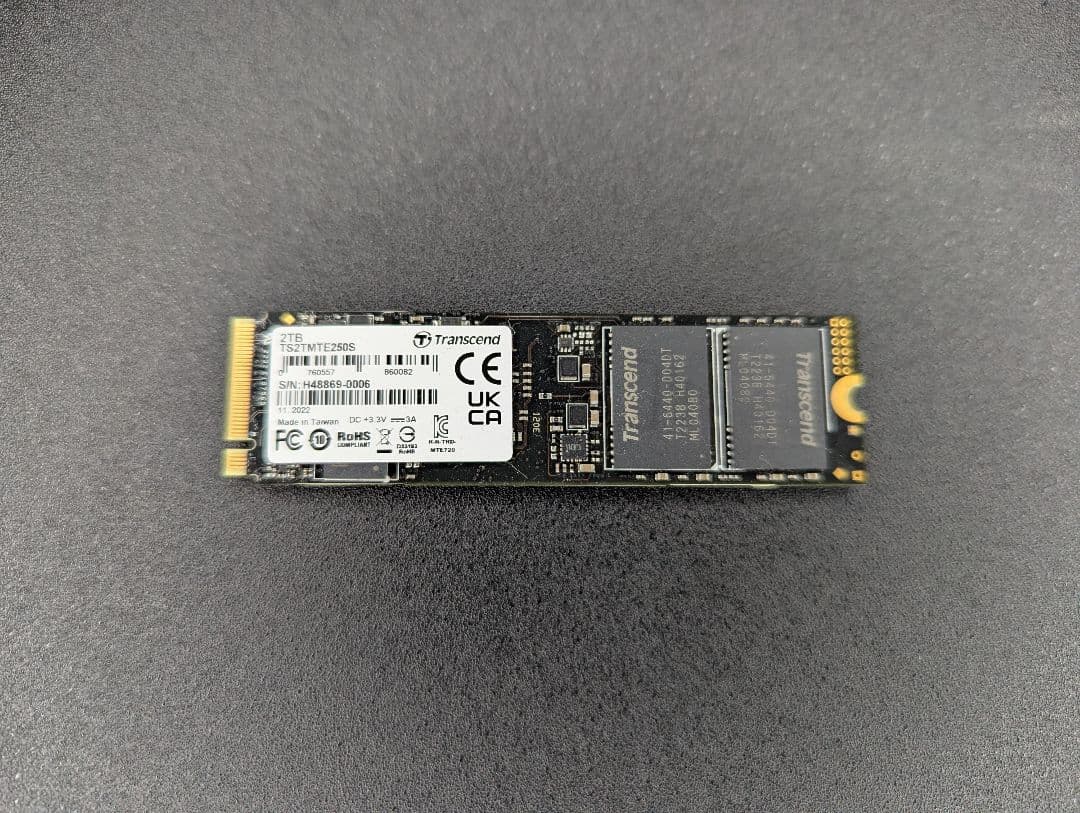 【中古】SSD NVMe 2TB TS2TMTE250S