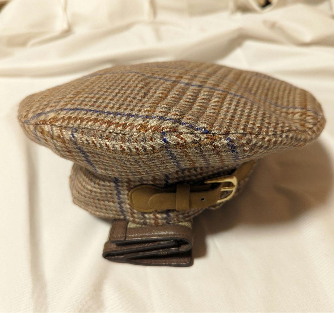 【Christian Dior】希少80s~チェック柄ウールベレー帽　ベージュ系