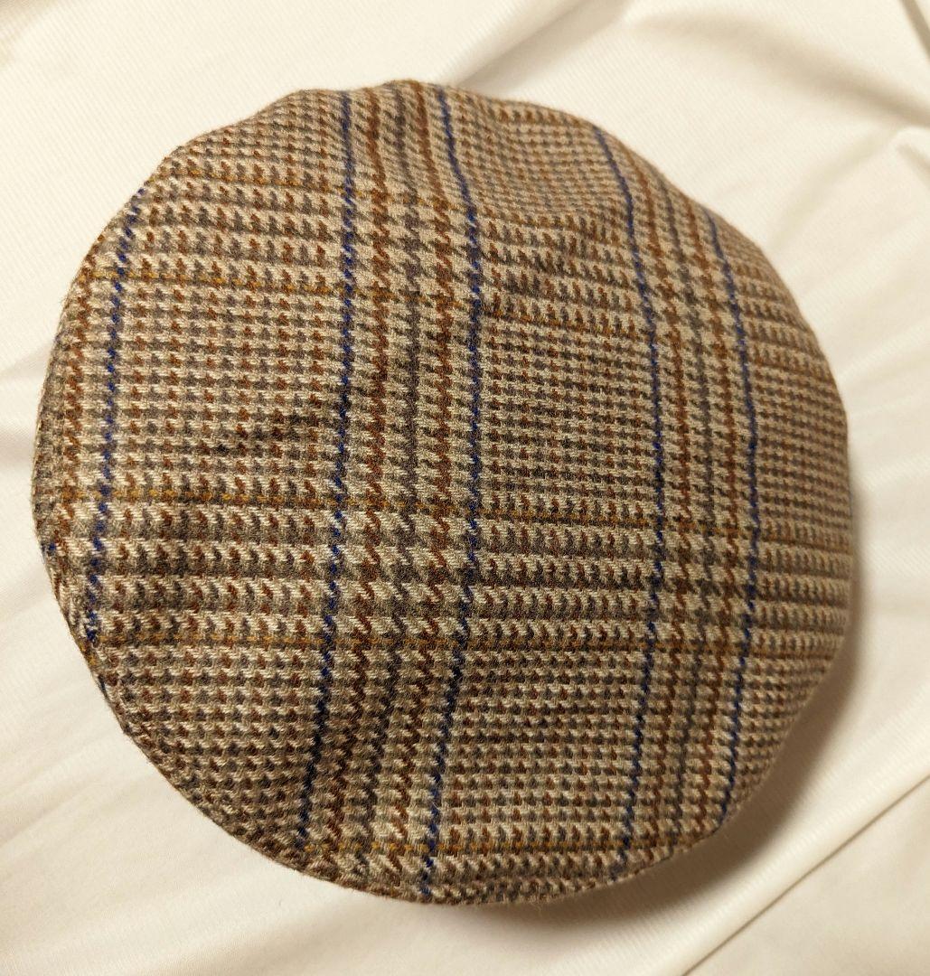 【Christian Dior】希少80s~チェック柄ウールベレー帽　ベージュ系