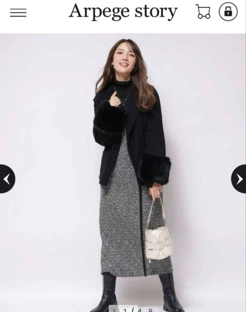 アプワイザーリッシェ袖ファーショートリバーコート