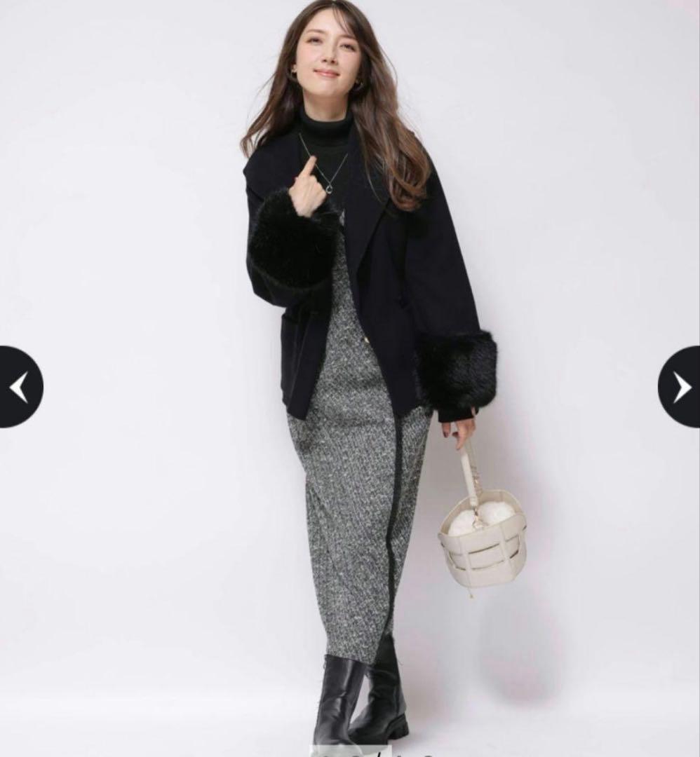 アプワイザーリッシェ袖ファーショートリバーコート