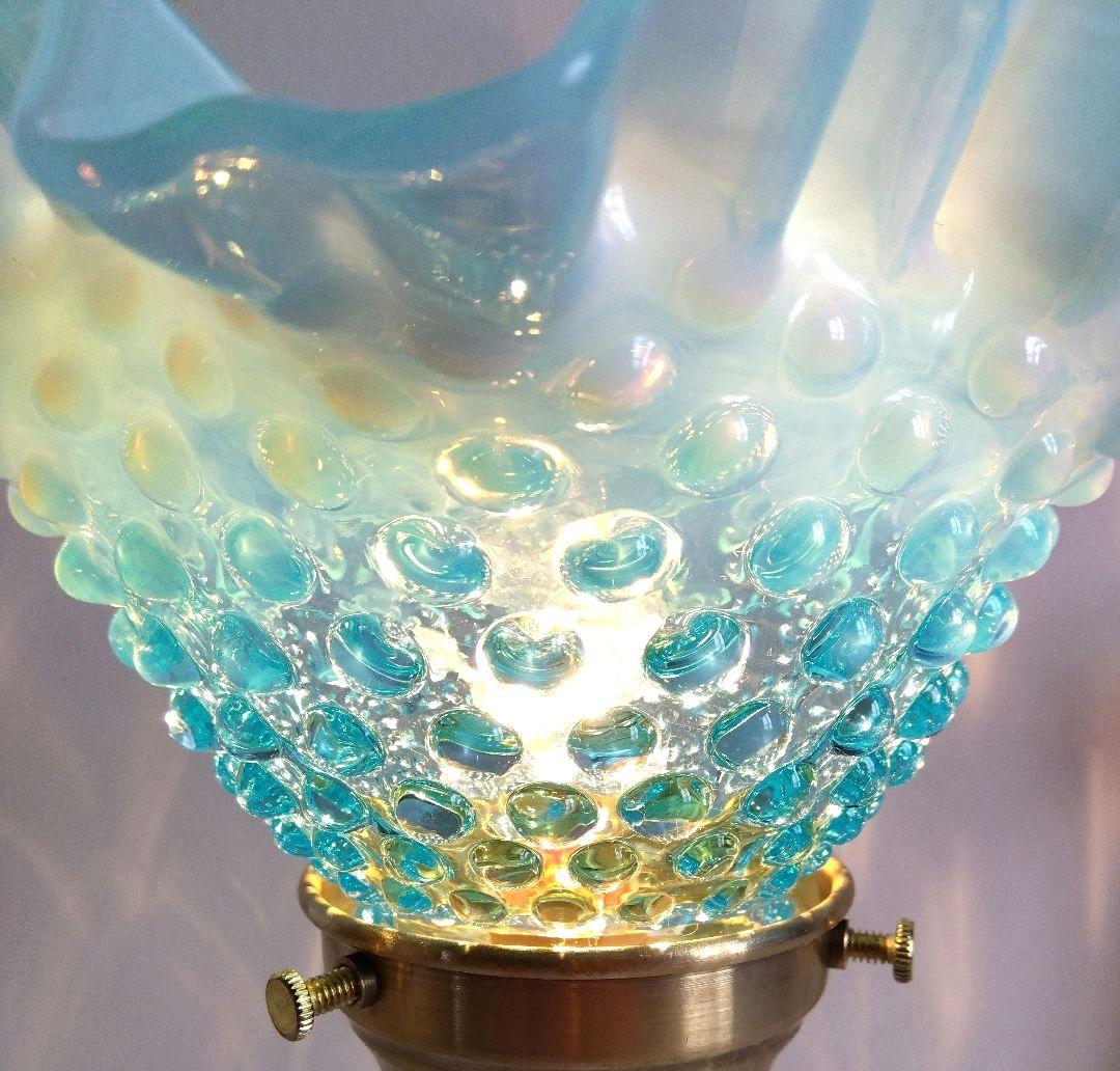 美☆フェントン ブルーオパールセント ホブネイル ブドワールランプ