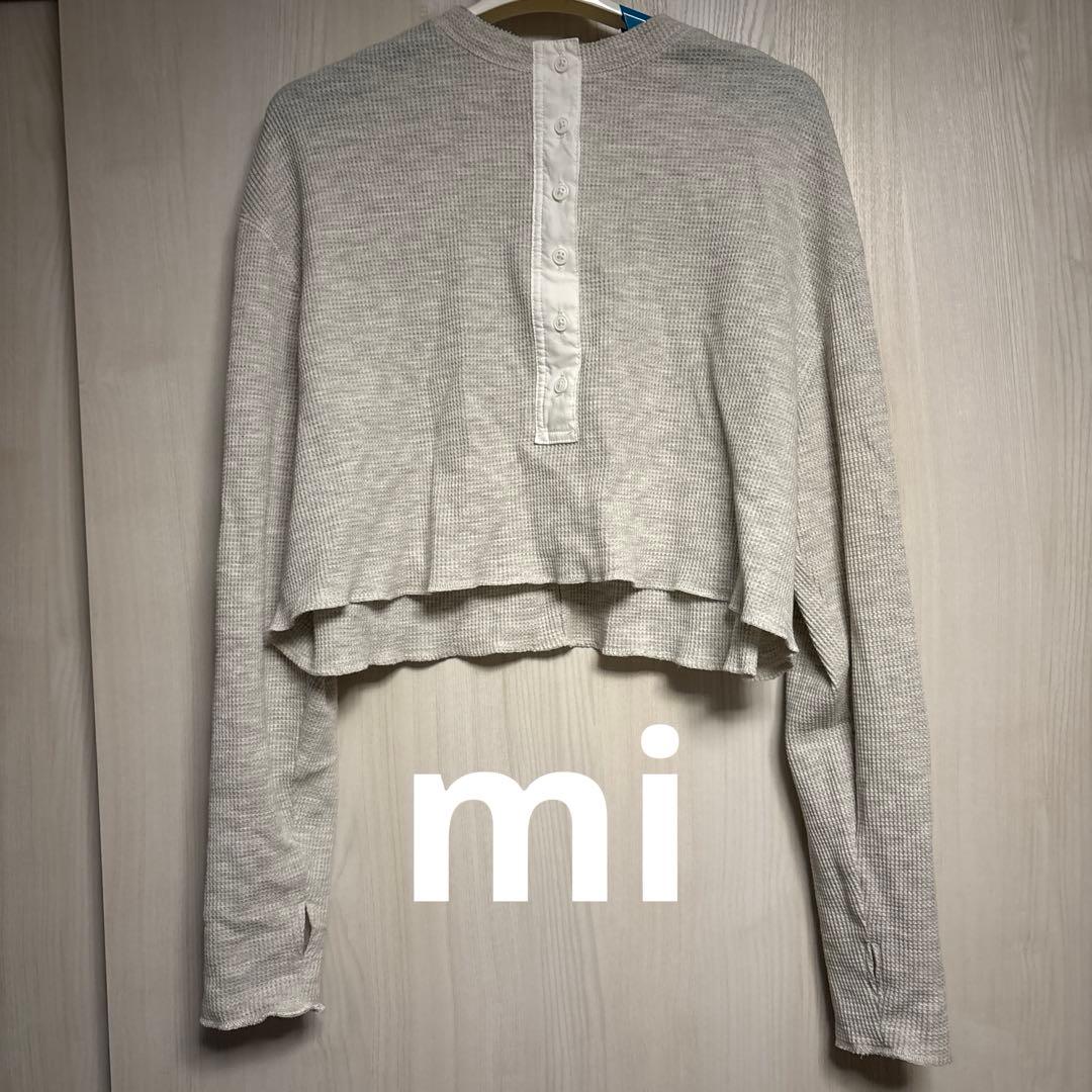 anuke Waffle Henley Tops オートミール