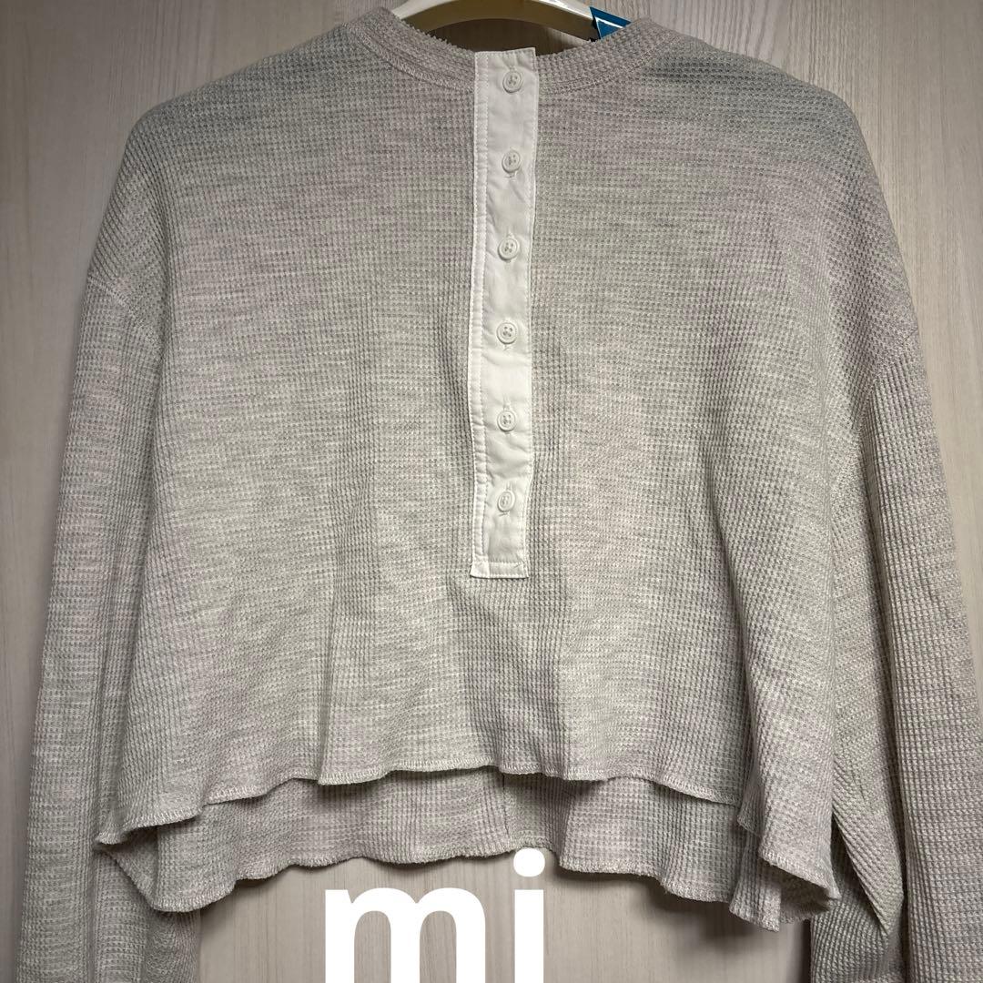 anuke Waffle Henley Tops オートミール