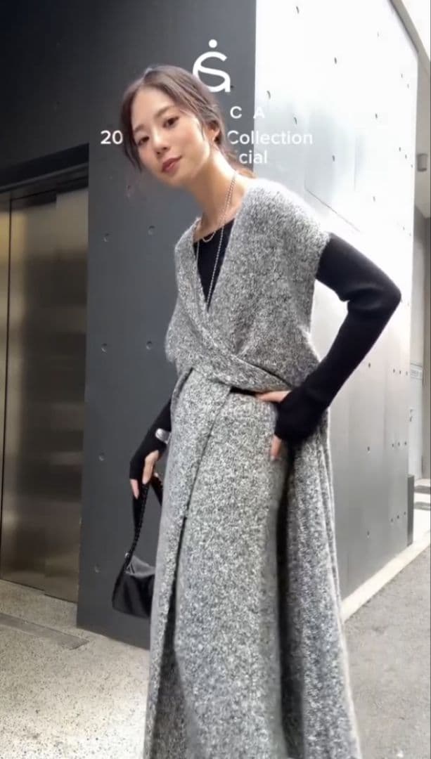 みーさん専用グレー ニット ロングワンピース