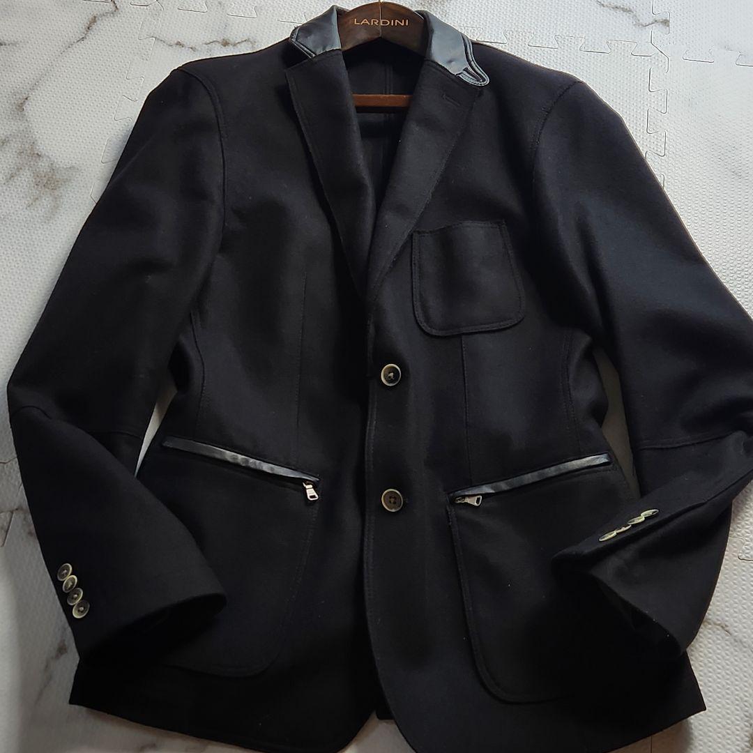 入手困難✨XL相当 HUGO BOSS テーラードジャケット レザー 切り替え