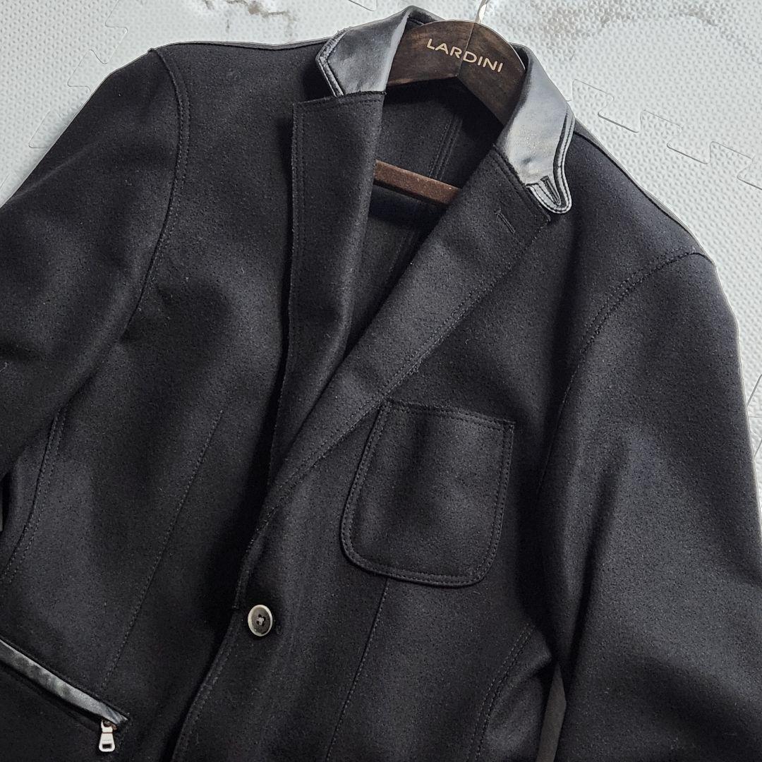 入手困難✨XL相当 HUGO BOSS テーラードジャケット レザー 切り替え