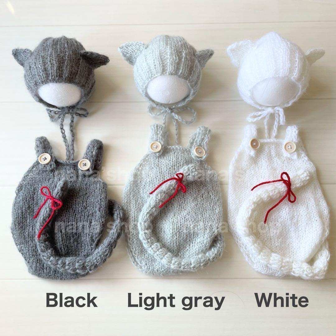 手編み風かごセット【ねこ】♪ニューボーンフォト撮影衣装　小道具　ベビーフォト