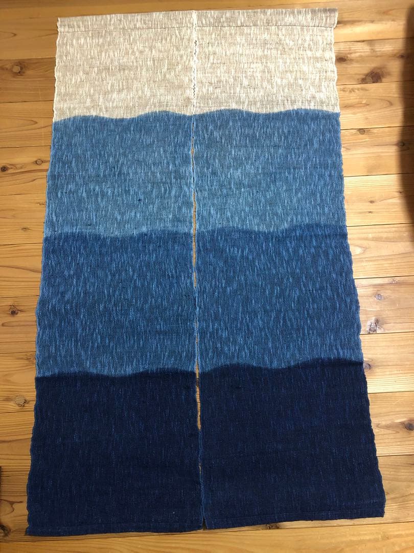 のれん【未使用】藍染四段グラデーション