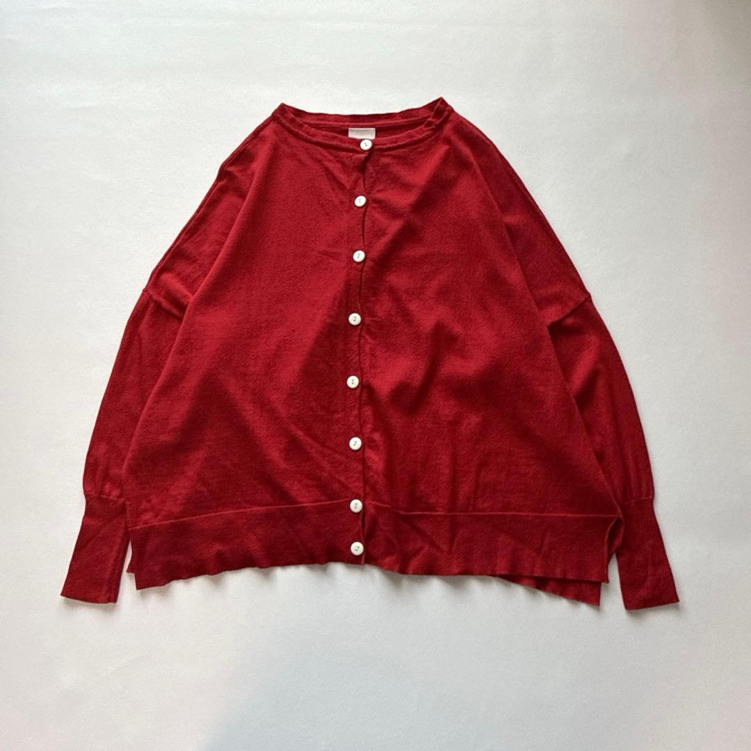 Veritecoeur カーディガン　シルク　カシミヤ混 赤　フリーサイズ