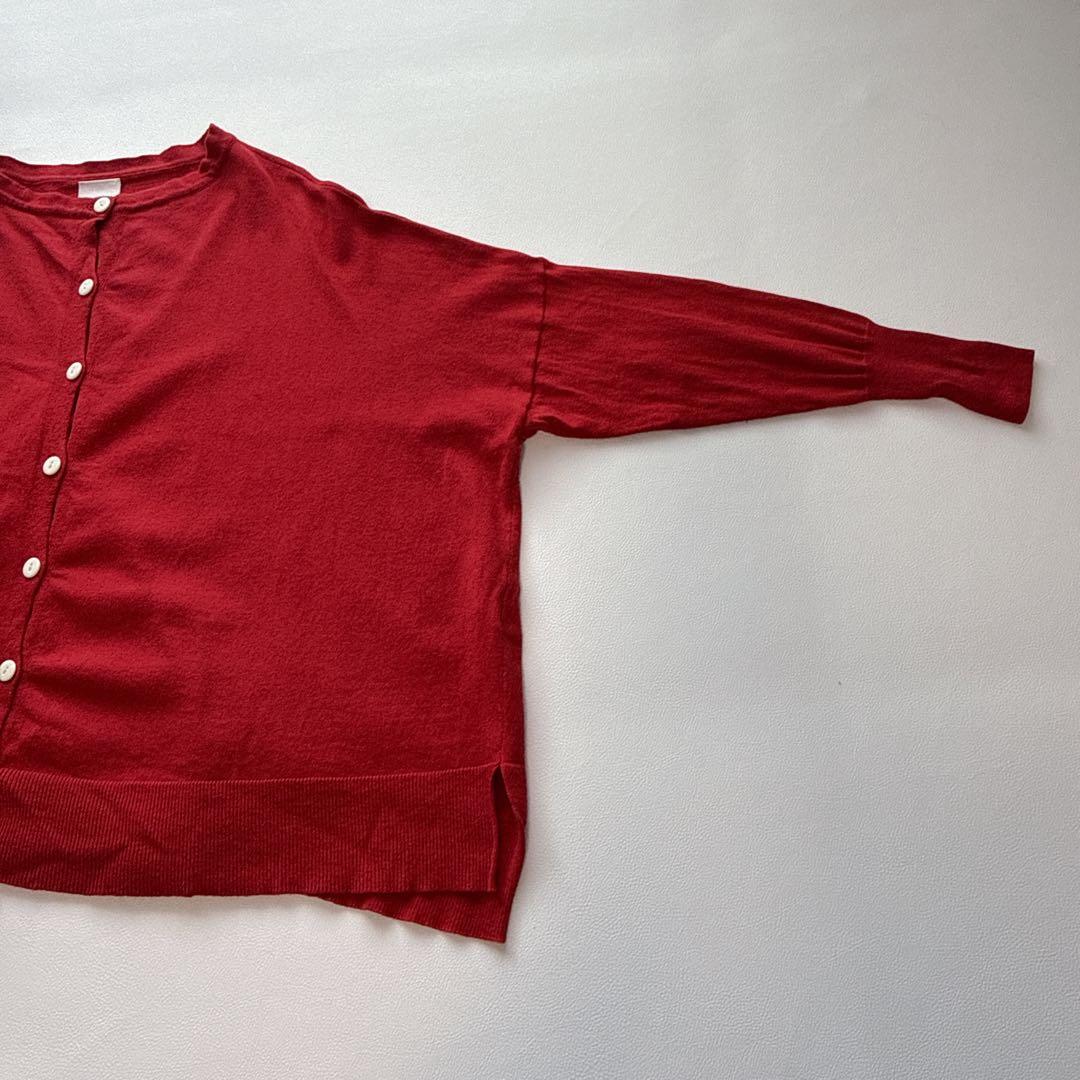 Veritecoeur カーディガン　シルク　カシミヤ混 赤　フリーサイズ
