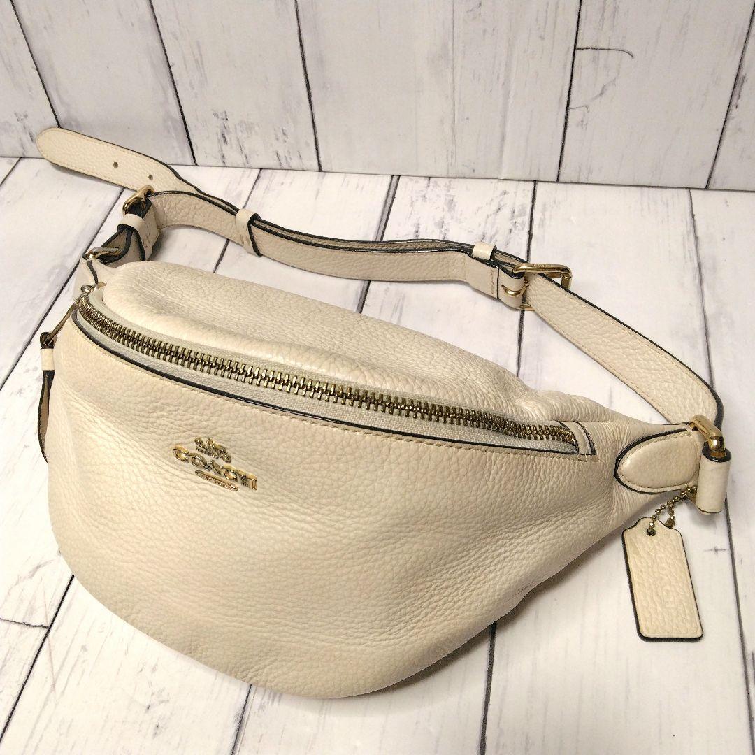 COACH　ウエストポーチ　シボ革　ロゴ　オールレザー　M1980-F48738