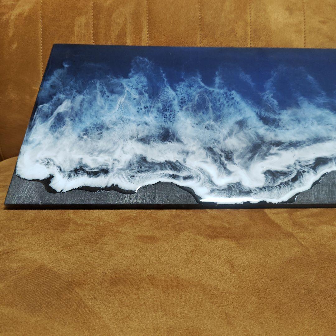 ブラックオーシャン　ロングパネル　オーシャンアート　壁掛け　レジンアート海一点物