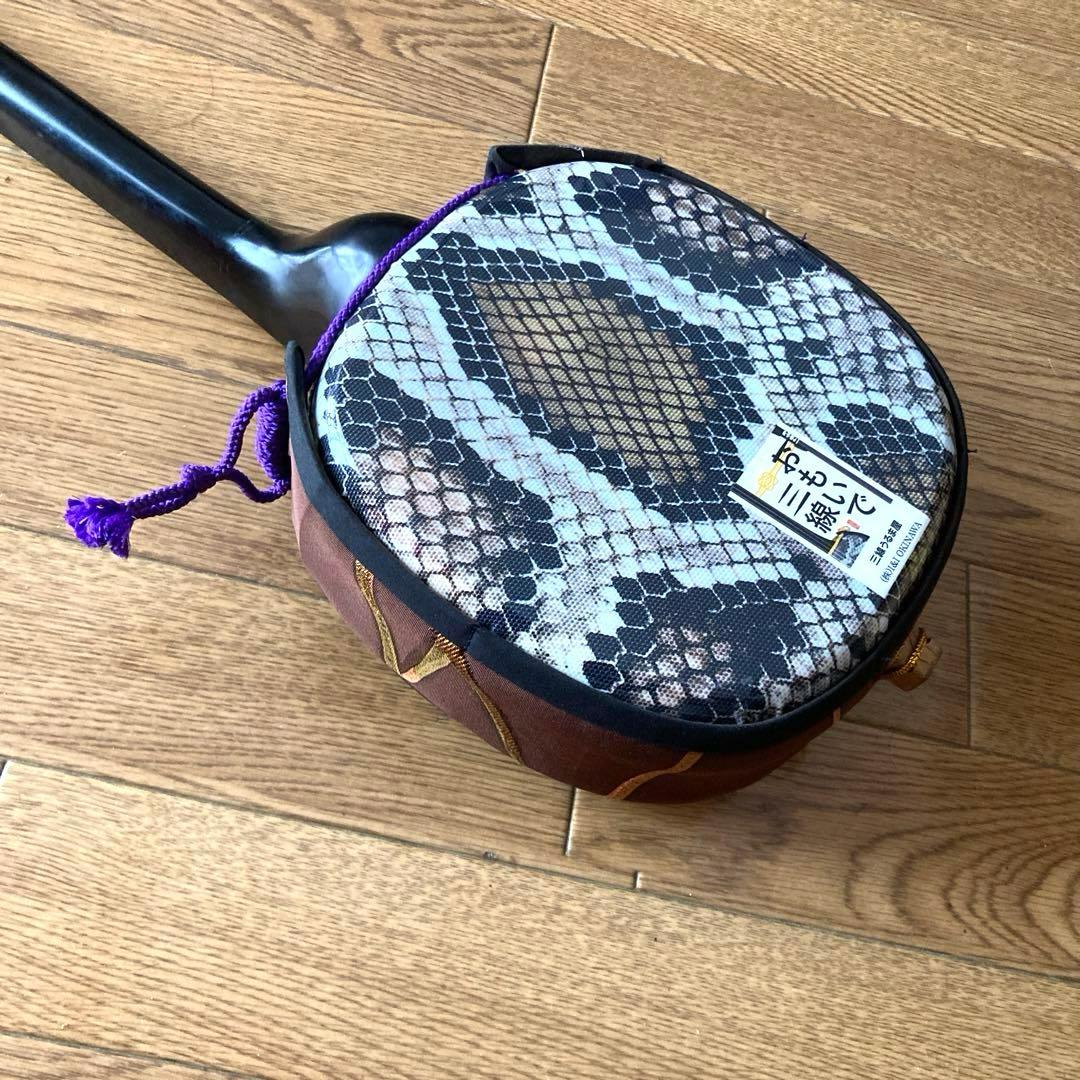 蛇皮「デザイン」の三線（戻らないカラクイ付き）