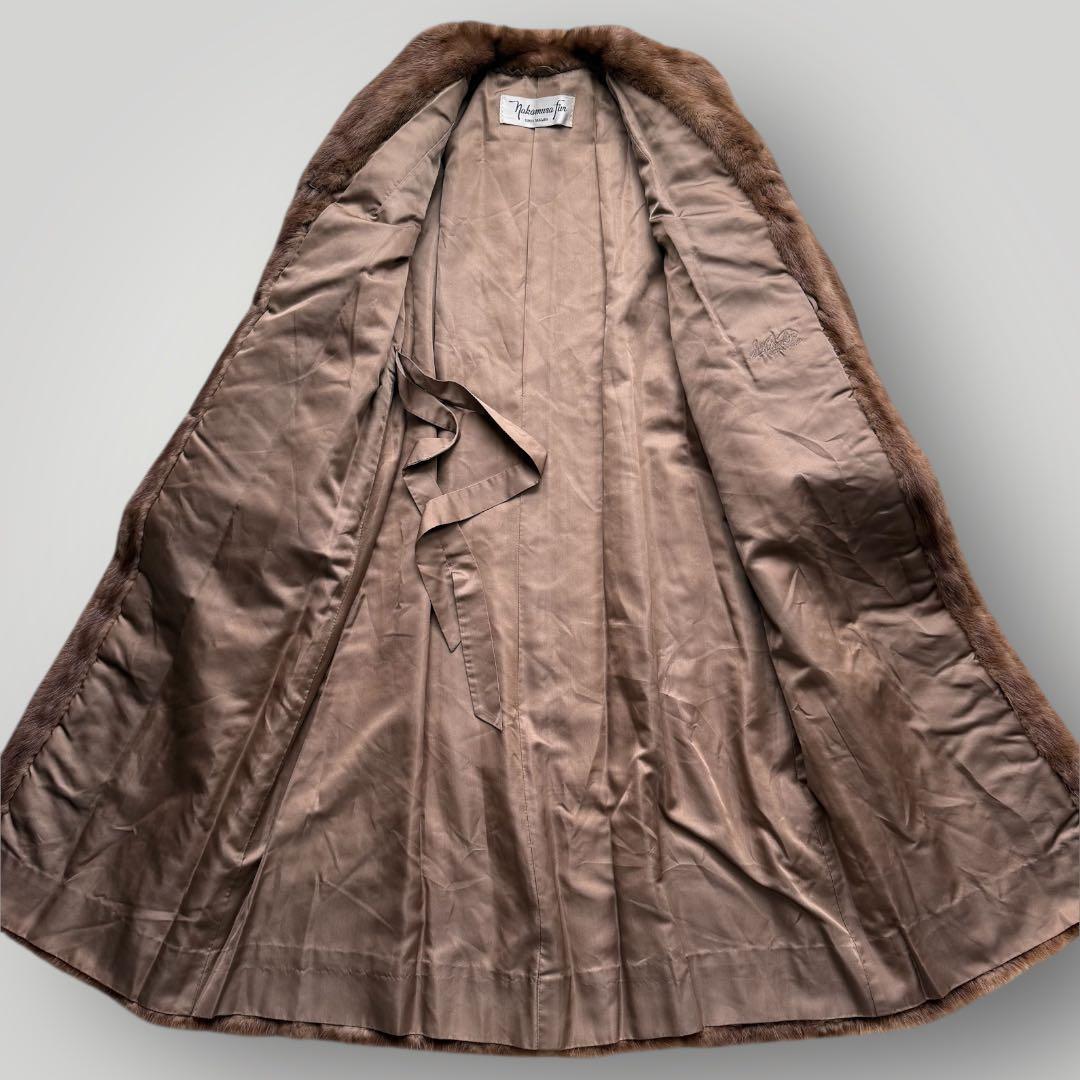本毛皮☆デミバフミンク MINK ファーコート ロング丈 着丈111㎝ 11号