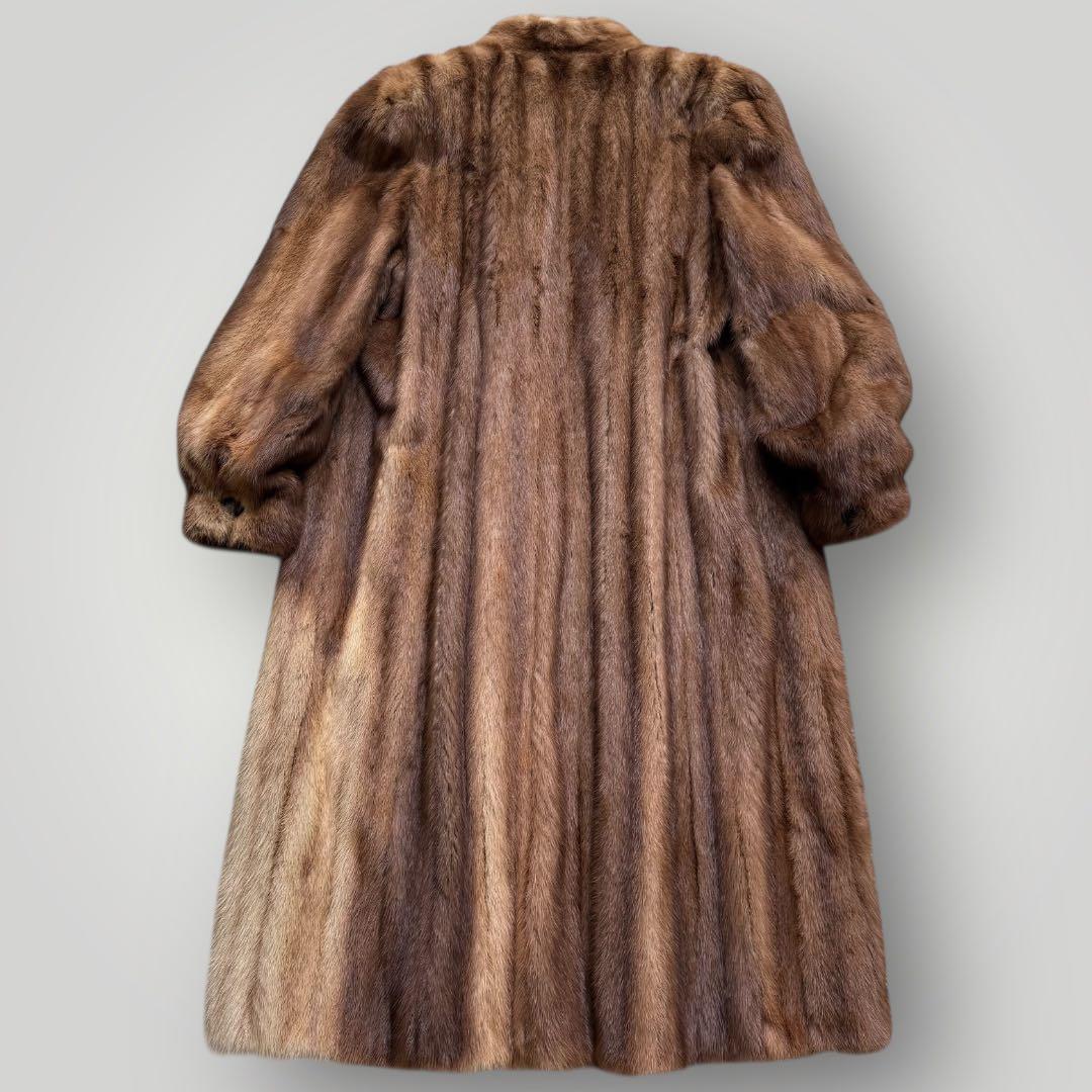 本毛皮☆デミバフミンク MINK ファーコート ロング丈 着丈111㎝ 11号