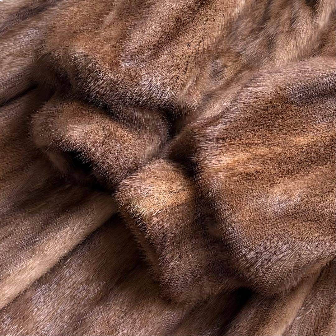 本毛皮☆デミバフミンク MINK ファーコート ロング丈 着丈111㎝ 11号