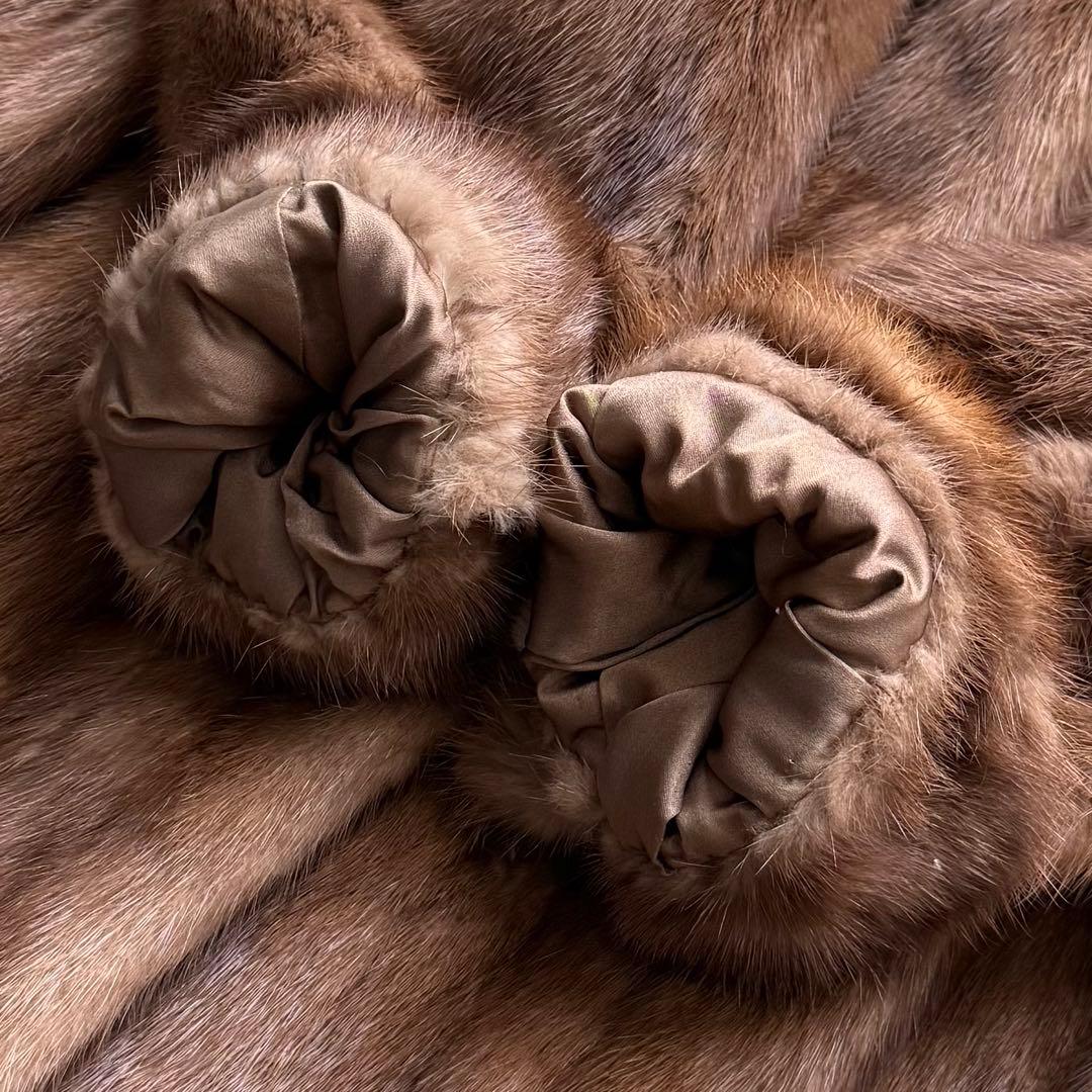 本毛皮☆デミバフミンク MINK ファーコート ロング丈 着丈111㎝ 11号