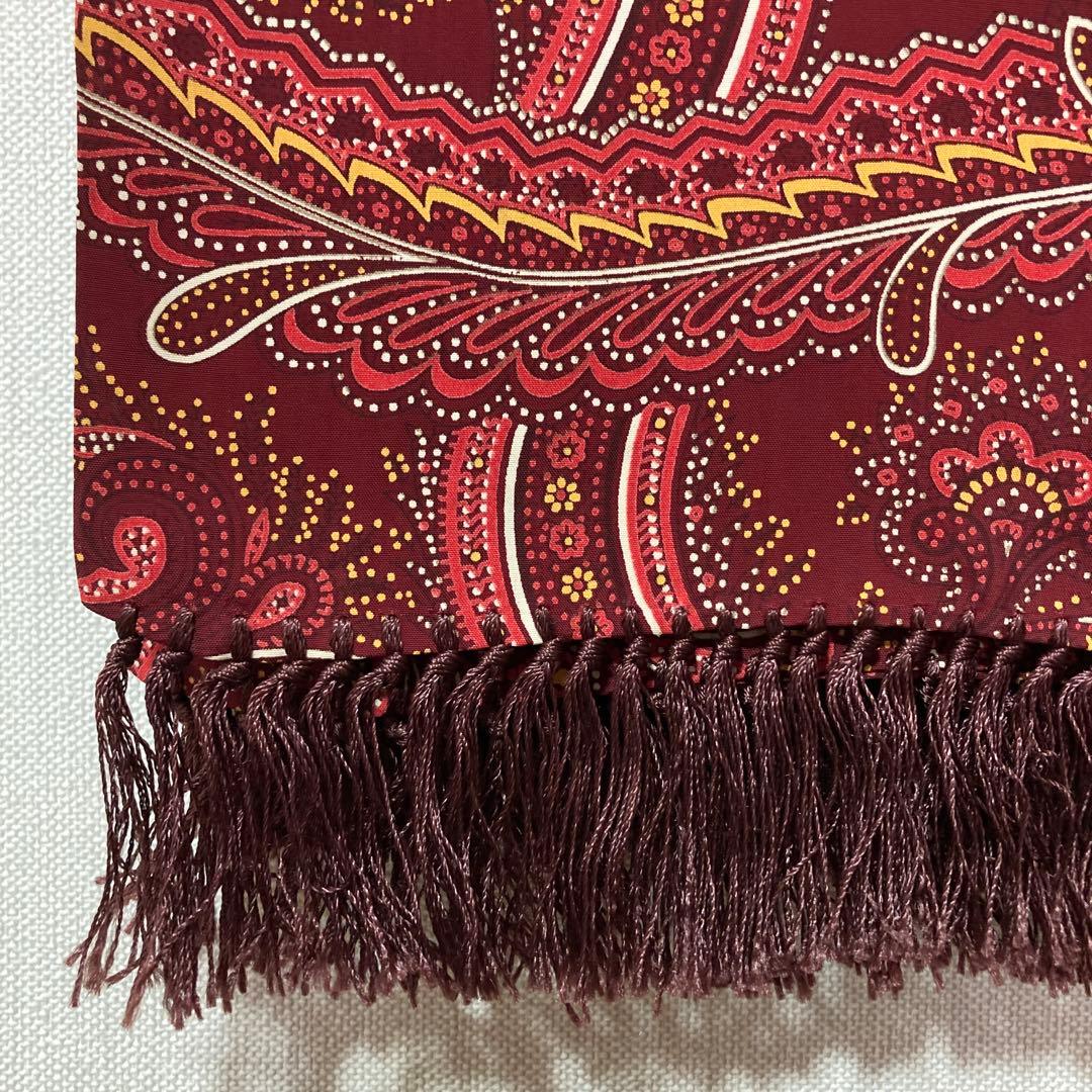 40s 50sヴィンテージ ペイズリー レーヨン ストール えんじ オレンジ 赤