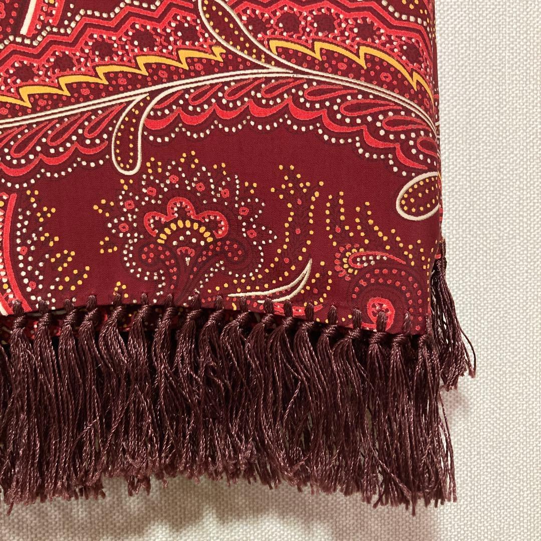 40s 50sヴィンテージ ペイズリー レーヨン ストール えんじ オレンジ 赤