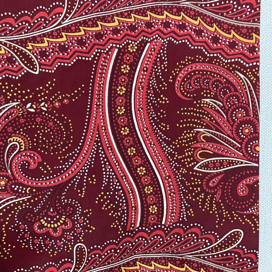 40s 50sヴィンテージ ペイズリー レーヨン ストール えんじ オレンジ 赤