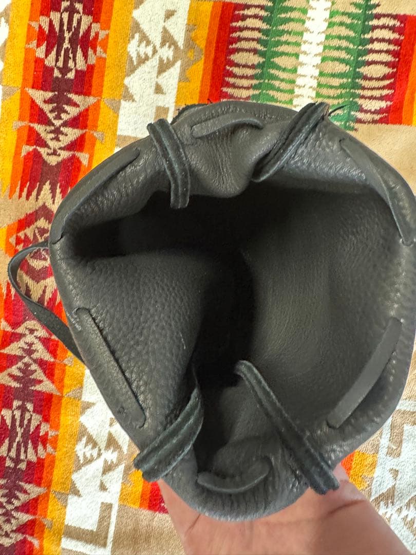 鹿革巾着ポーチ