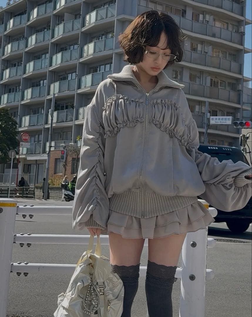 pellicule♡ribbon gather lib blouson