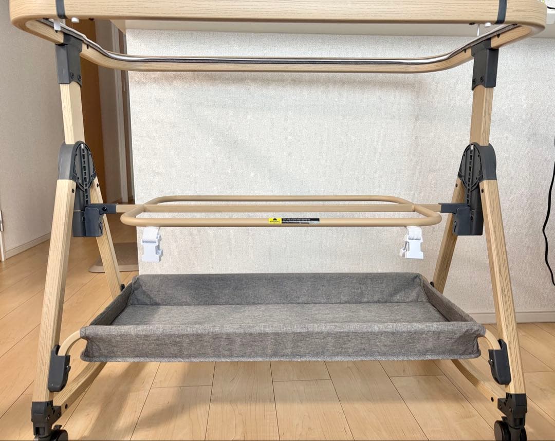 美品 防水パッド付き ベビーベッド hzdmj 添い寝ベッド　ミニ グレー