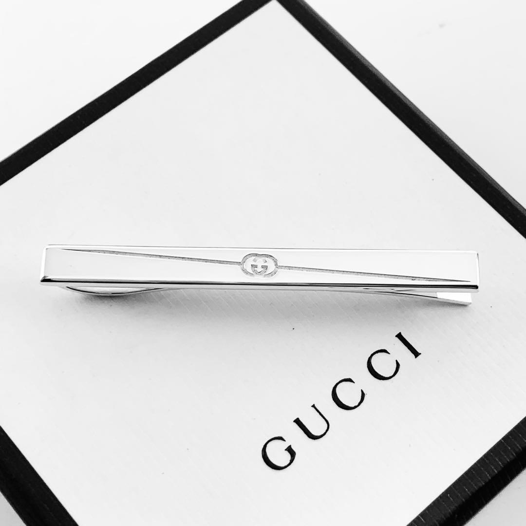 【超美品/現行】GUCCI ネクタイピン　ダイアゴナル　925 冠婚葬祭
