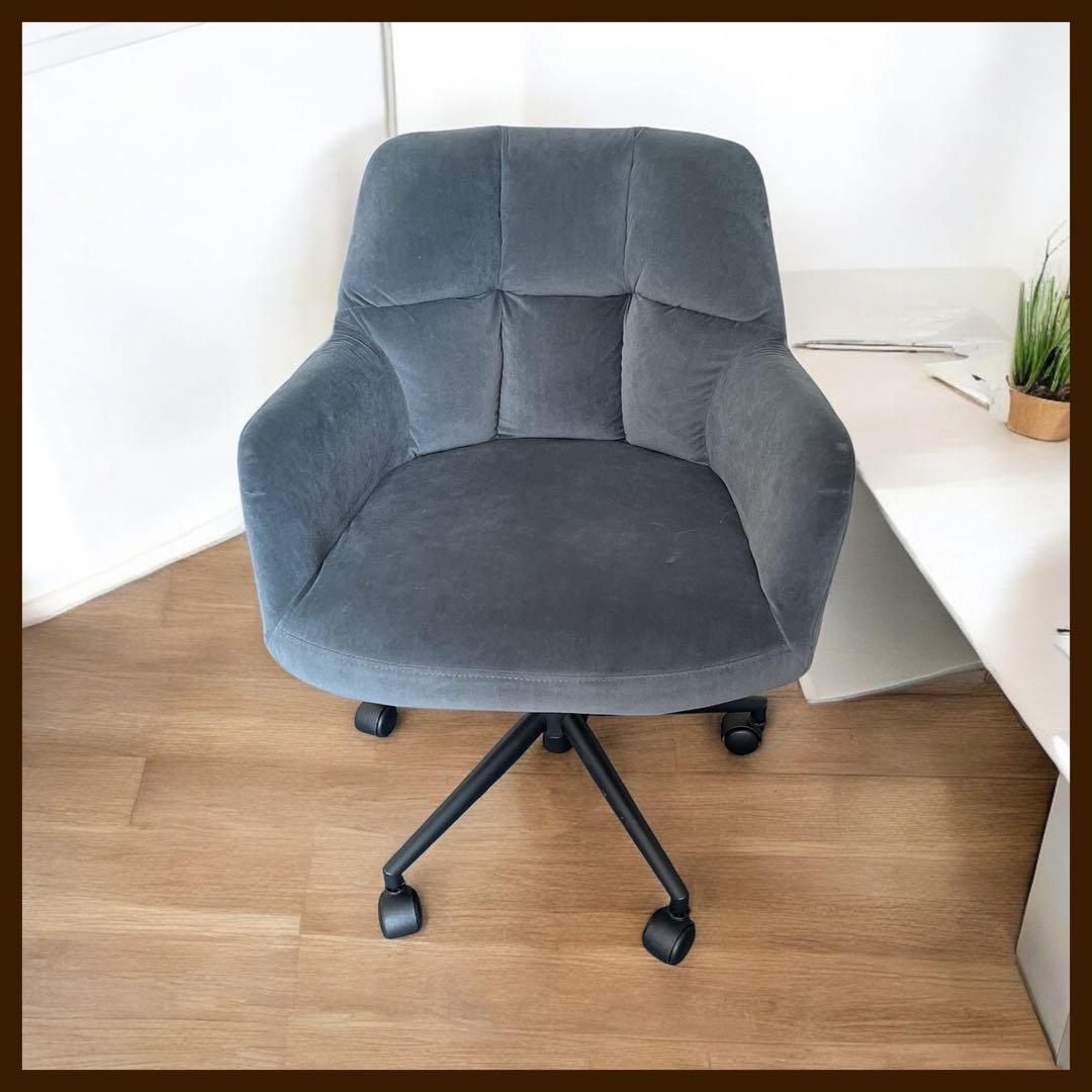 金田一様リクエスト品】ヤマソロ ベロア オフィスチェア デスクチェア ネージュ