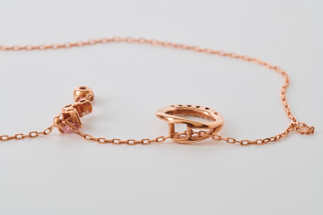 クレージュ ネックレス K10 ピンクストーン