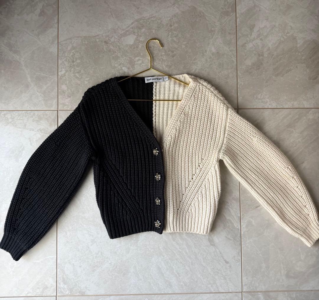self-portrait バイカラー カーディガン S