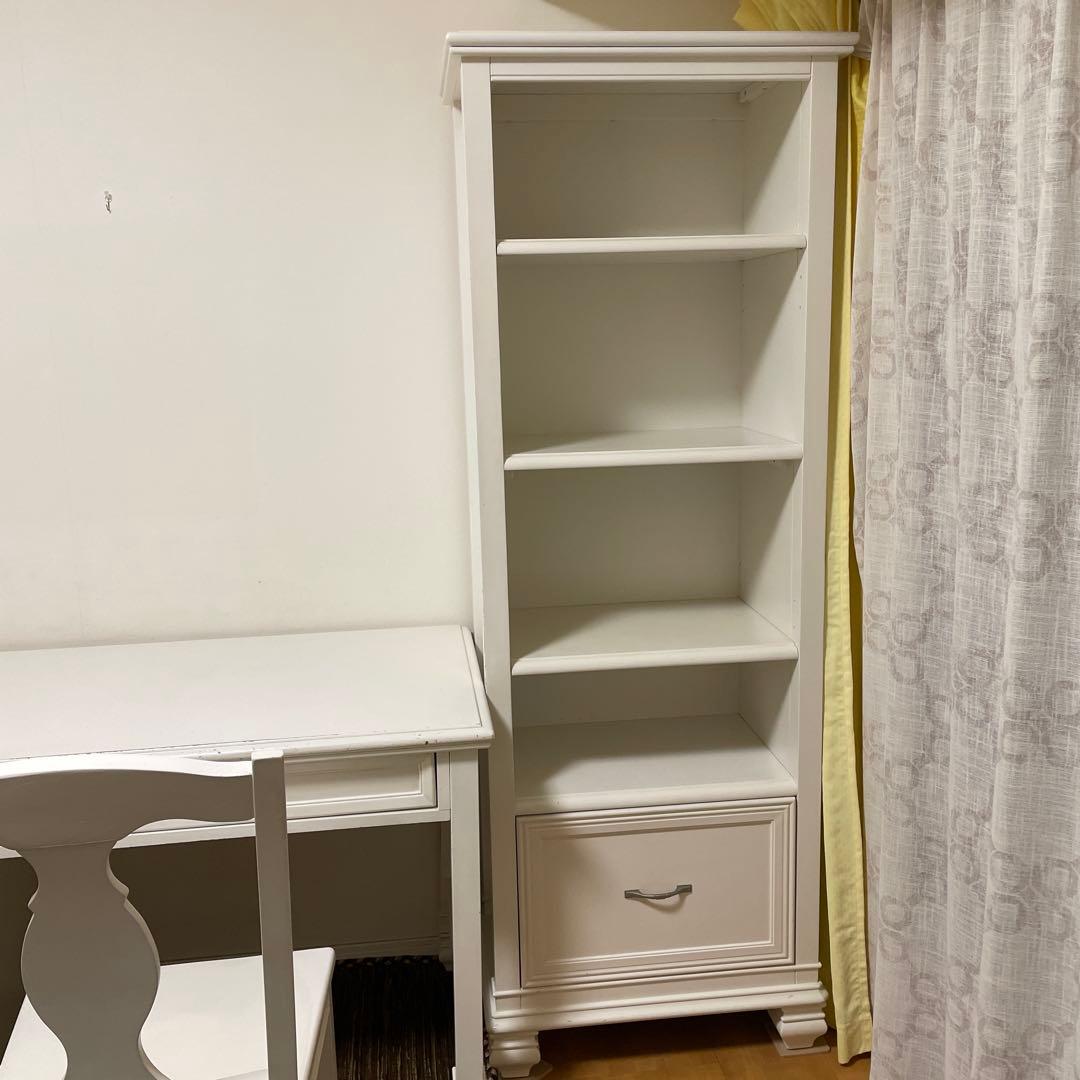 Alan Vu 様　Cafe Kid ホワイト本棚 4段 引き出し付き