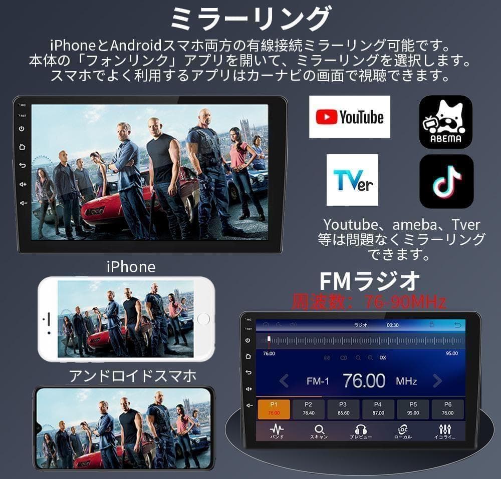 カーオーディオN10L2 ラジオ10インチディスプレイ 2DIN carplay