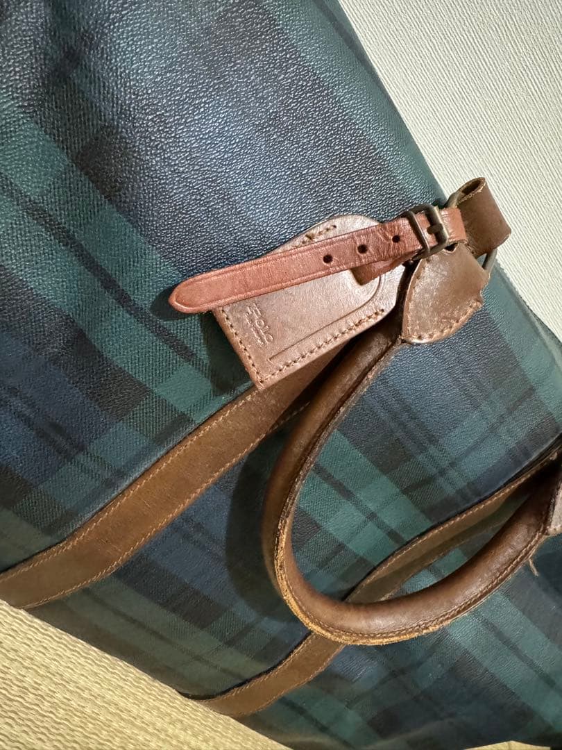 ラルフローレン レザーPVC 2way ブラックウォッチ 大容量ボストンバッグ