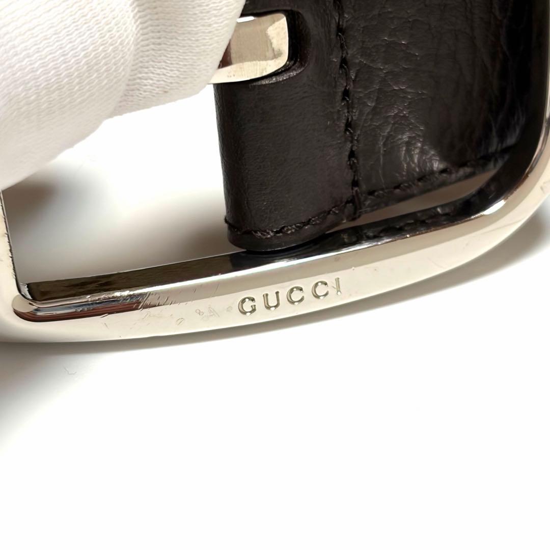 GUCCI ベルト GGキャンバス レザー ブラウン シルバー 美品