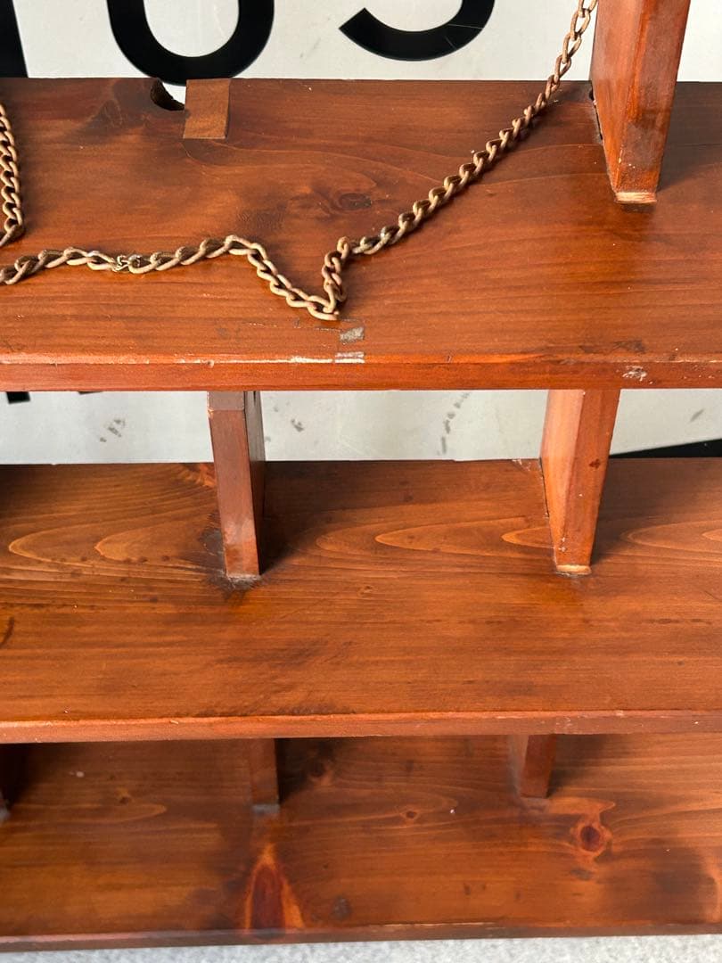 ヴィンテージ　木製飾り棚　ウォールシェルフ　壁掛け　アンティーク　古道具　レトロ