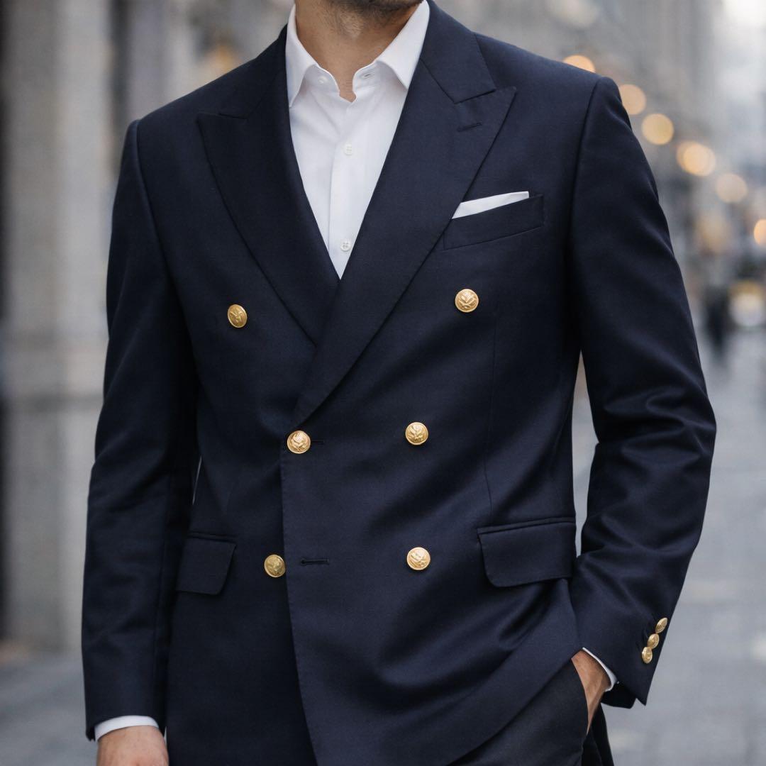 GIEVES&HAWKES✨ダブルブレスト　紺ブレ　金ボタン　刻印　Lジャケット