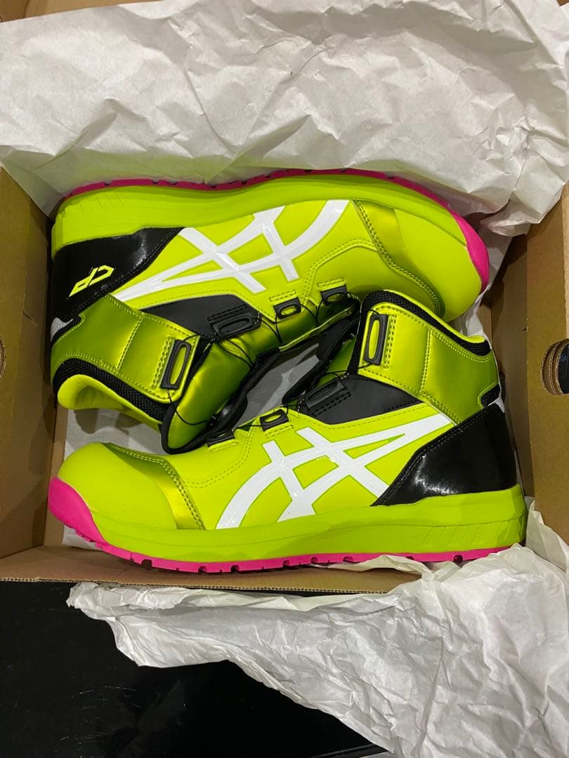 asics CP304 BOA 28cm ネオンライム　ピンク